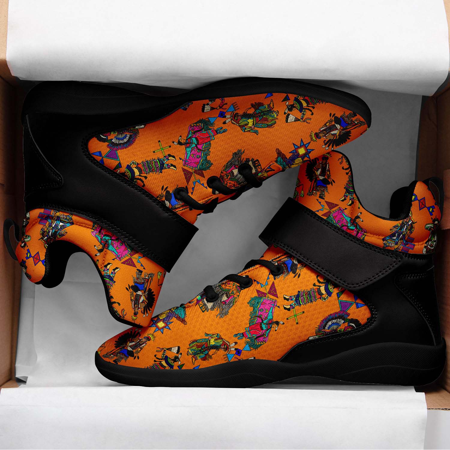 Grand Entry Dancers Orange Ipottaa Basketball / Sport High Top Shoes - Black Sole