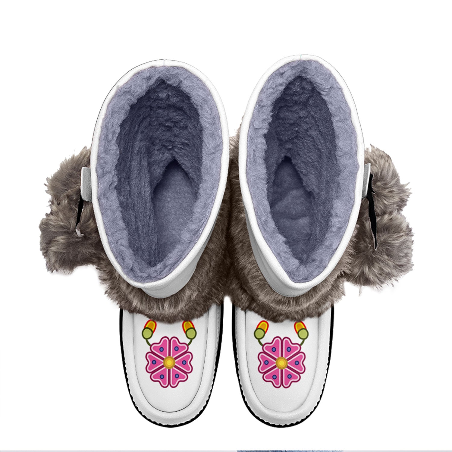 Floral Maskwa Real Leather MocLux with Fur