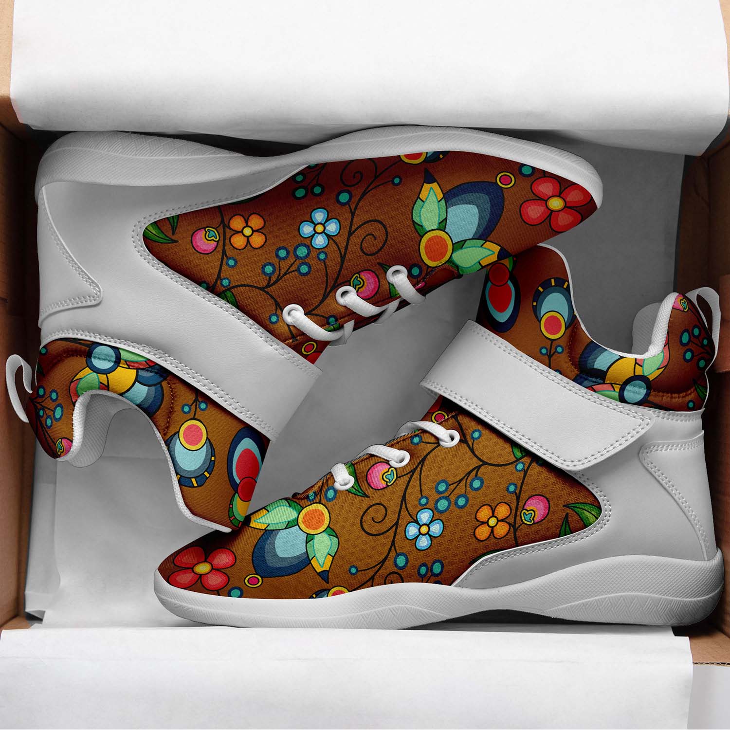 Floral Bounty Fall Leaves Ipottaa Basketball / Sport High Top Shoes - White Sole