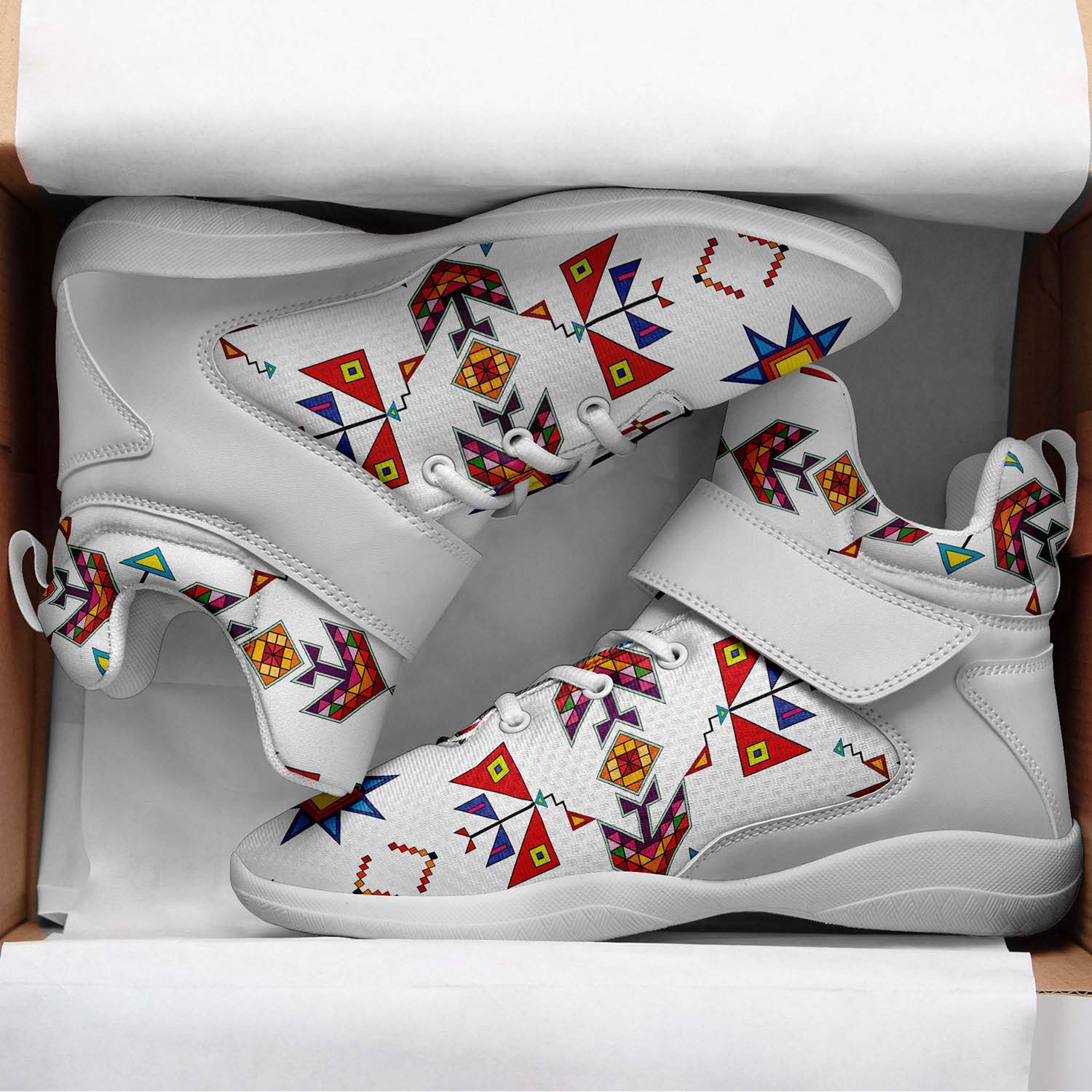 Scattered Generations White Ipottaa Basketball / Sport High Top Shoes - White Sole