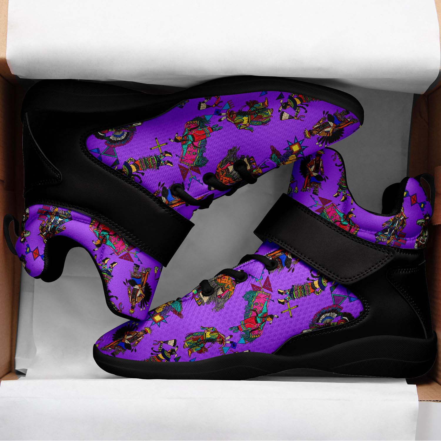 Grand Entry Dancers Purple Ipottaa Basketball / Sport High Top Shoes - Black Sole