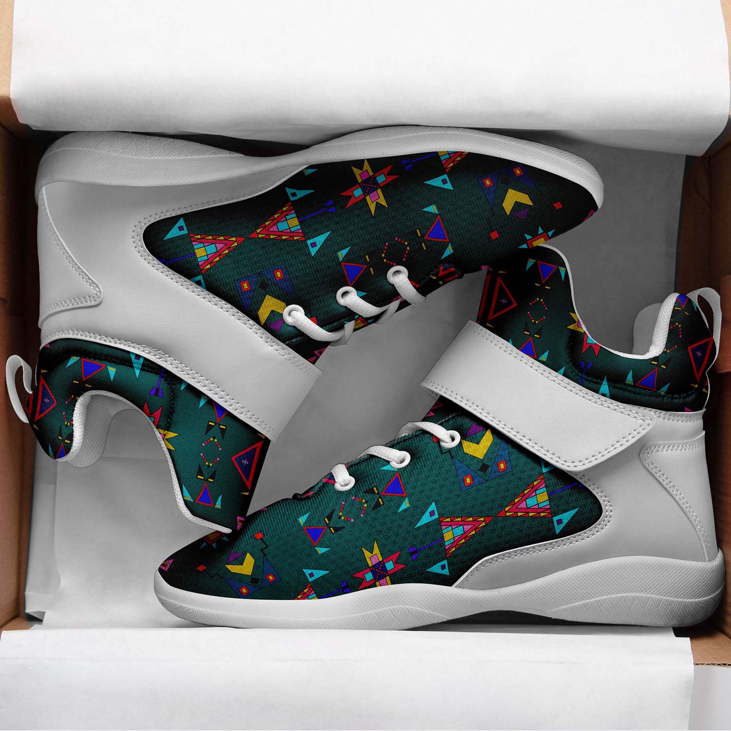 Enemy Territory Teal Ipottaa Basketball / Sport High Top Shoes - White Sole