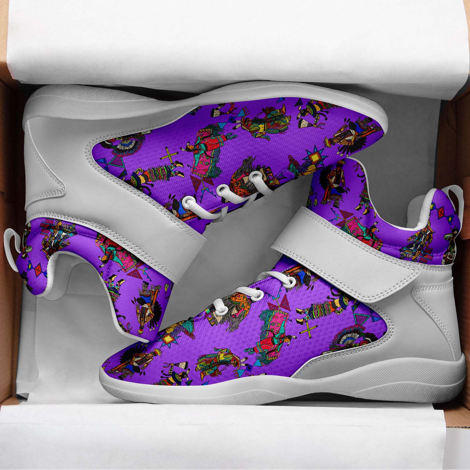 Grand Entry Dancers Purple Ipottaa Basketball / Sport High Top Shoes - White Sole