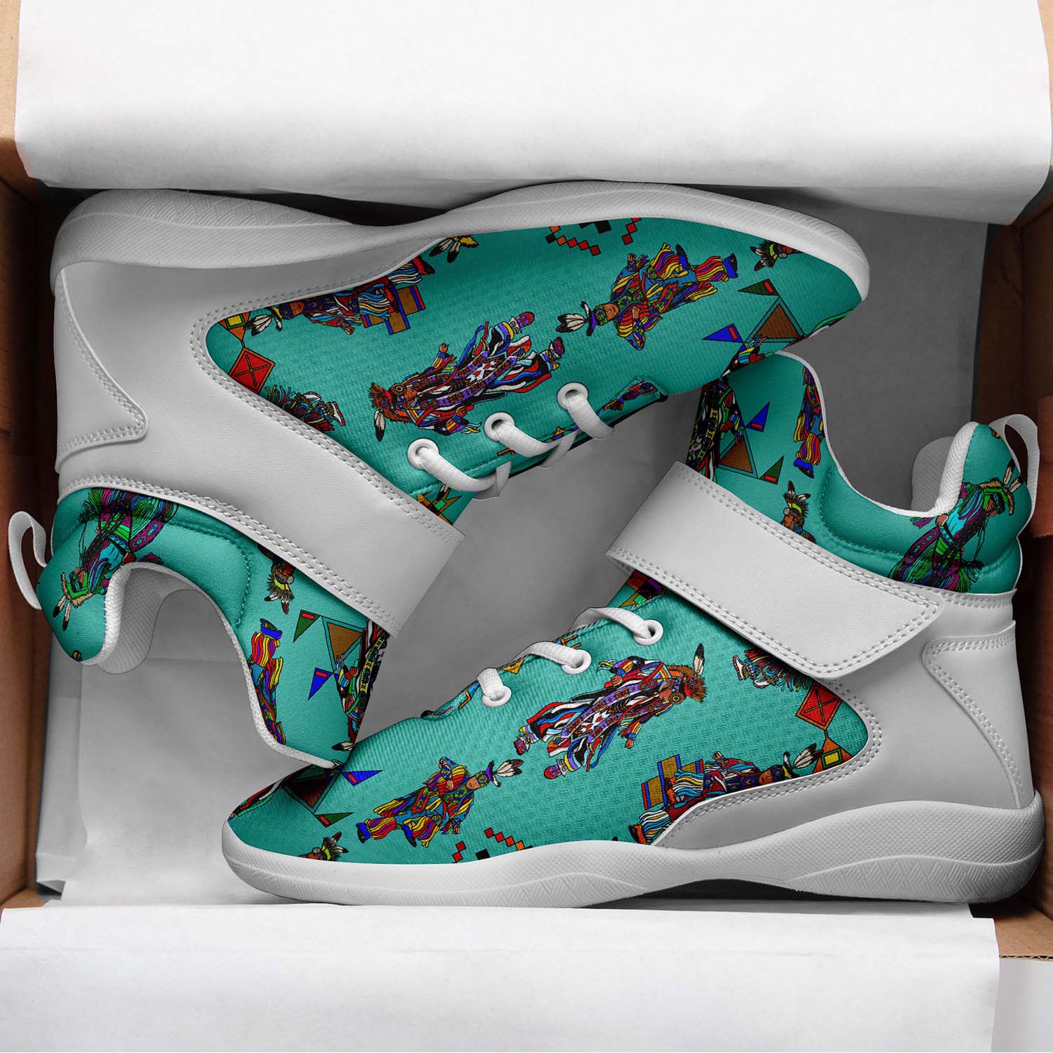 Men's Grass Dancers Eggshell Blue Ipottaa Basketball / Sport High Top Shoes - White Sole