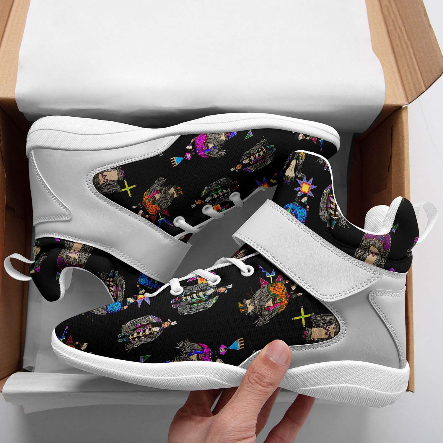 Women's Tradish Dancers Black Ipottaa Basketball / Sport High Top Shoes - White Sole