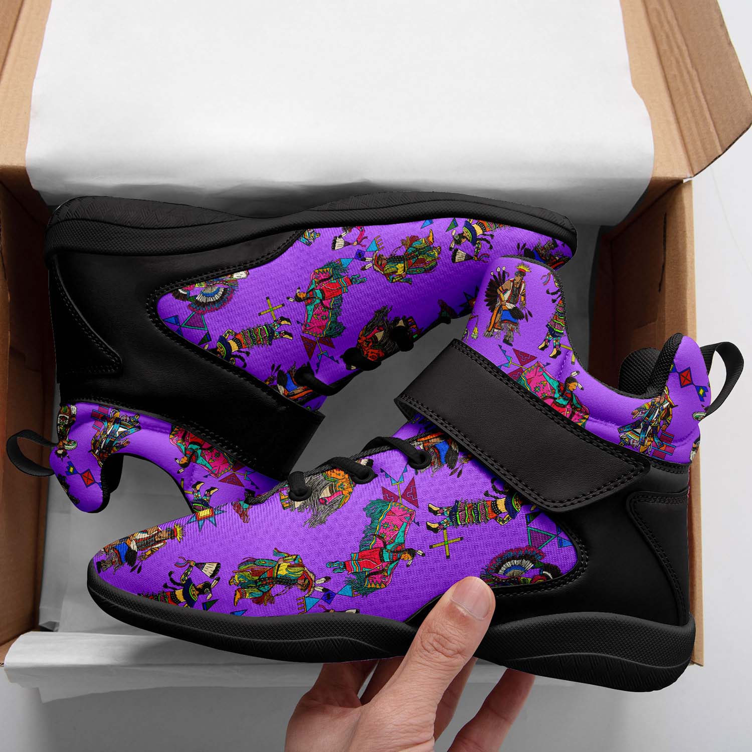 Grand Entry Dancers Purple Ipottaa Basketball / Sport High Top Shoes - Black Sole
