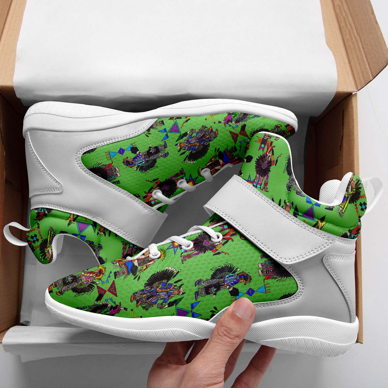 Men's Tradish Dancers Green Ipottaa Basketball / Sport High Top Shoes - White Sole