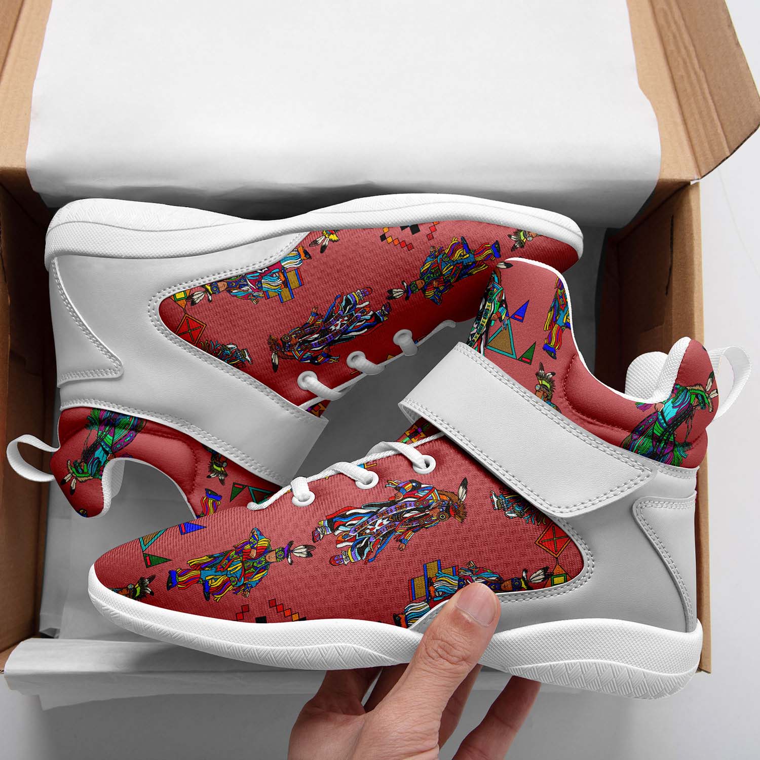 Men's Grass Dancers Terra Cotta Ipottaa Basketball / Sport High Top Shoes - White Sole