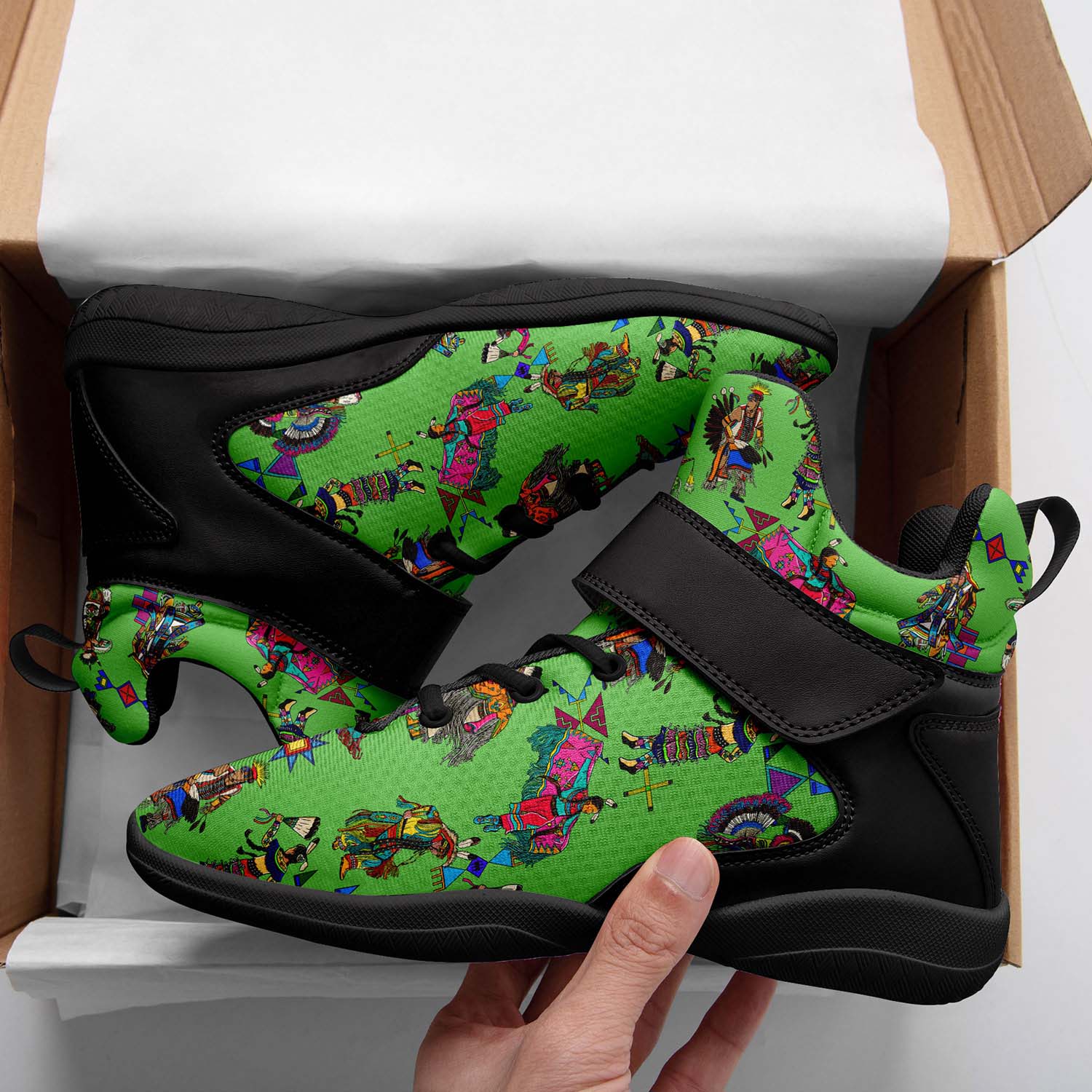 Grand Entry Dancers Grass Ipottaa Basketball / Sport High Top Shoes - Black Sole
