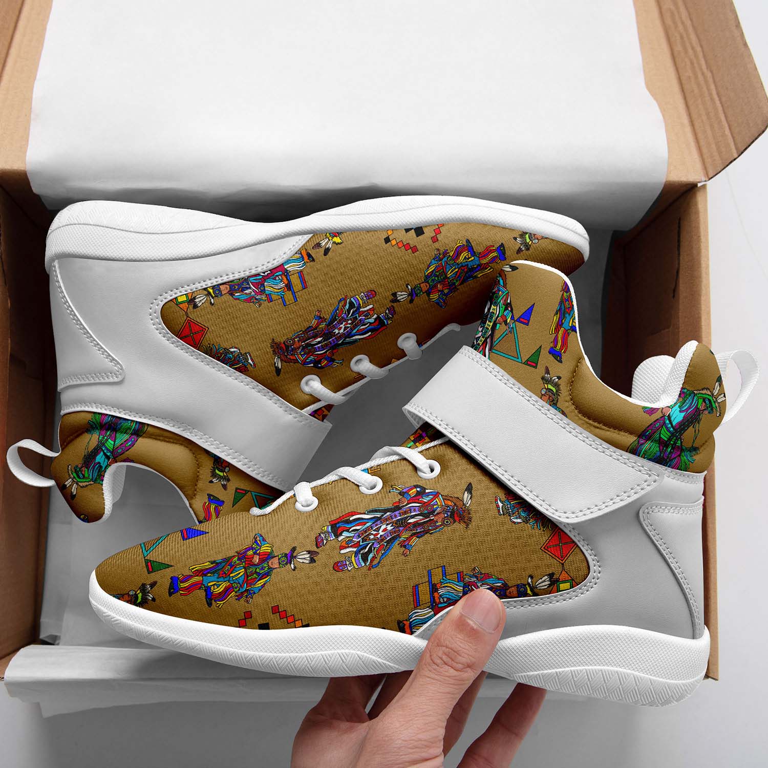 Men's Grass Dancers Earth Ipottaa Basketball / Sport High Top Shoes - White Sole