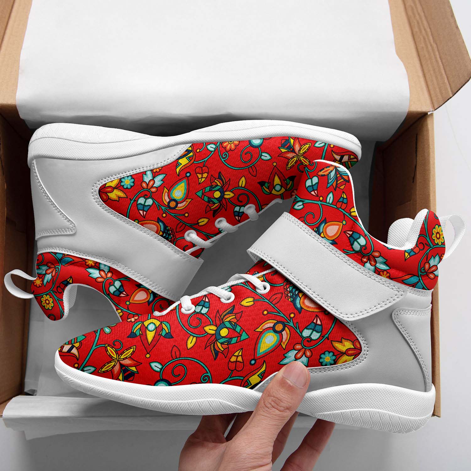 Thorny Path Red Ipottaa Basketball / Sport High Top Shoes - White Sole