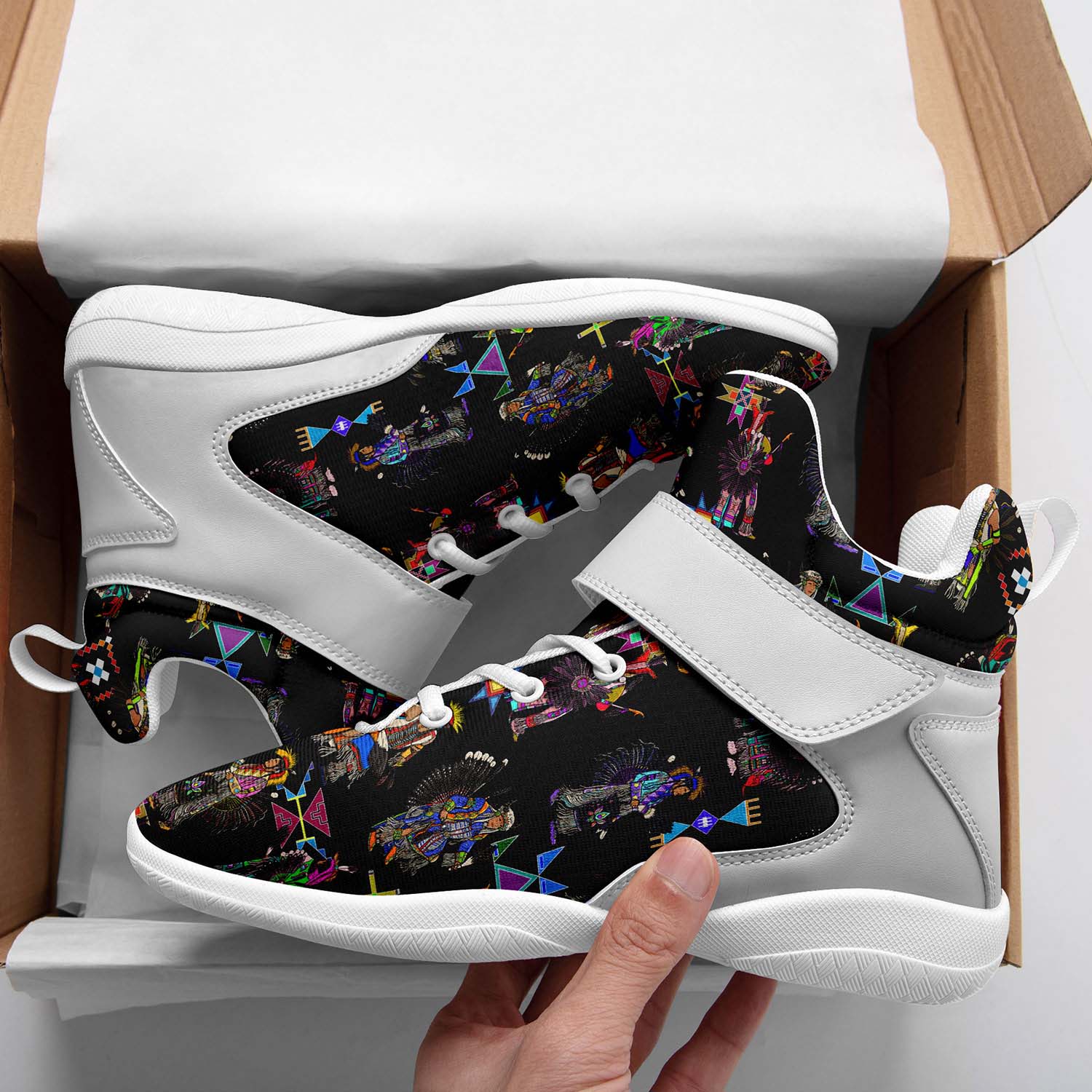 Men's Tradish Dancers Black Ipottaa Basketball / Sport High Top Shoes - White Sole