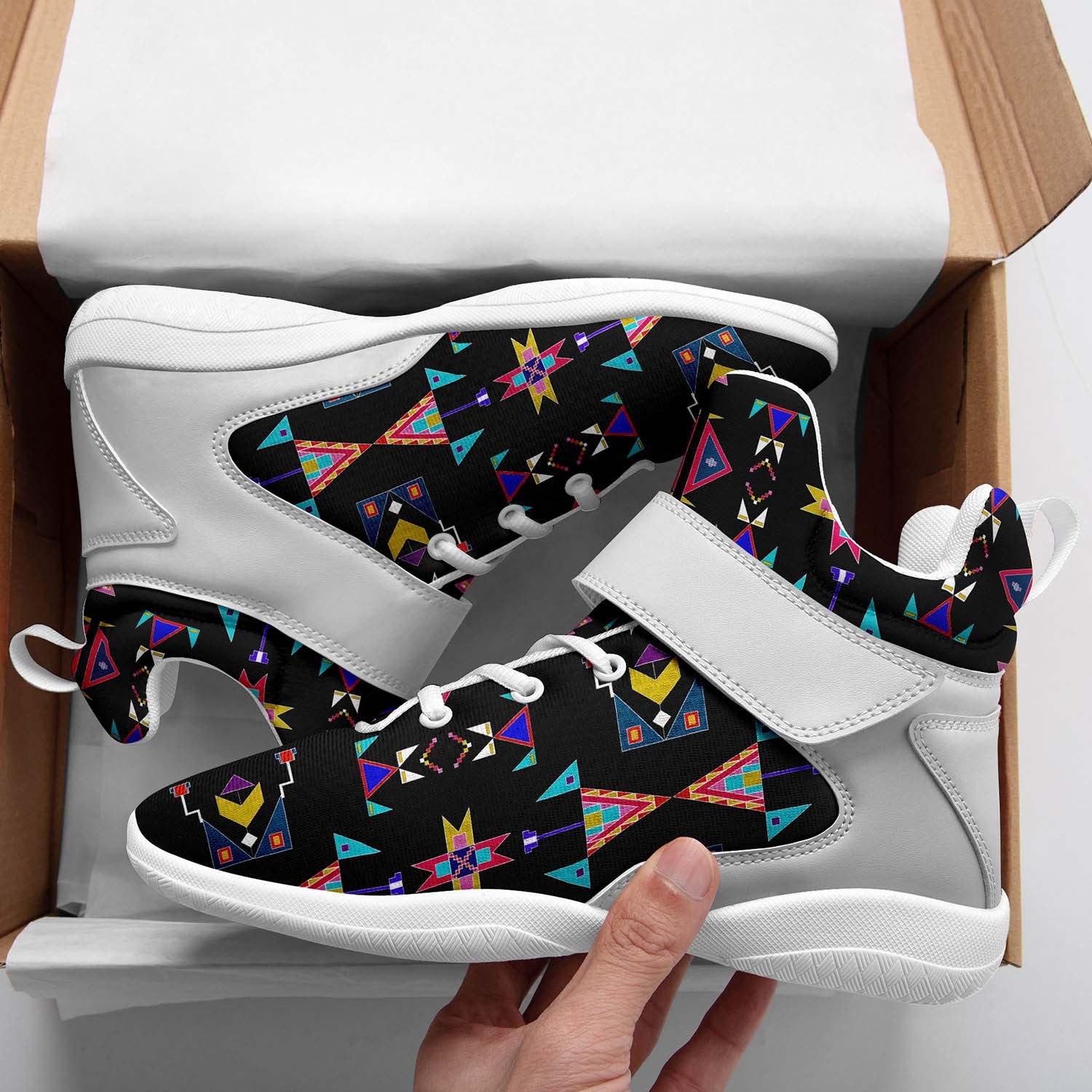 Enemy Territory Black Ipottaa Basketball / Sport High Top Shoes - White Sole
