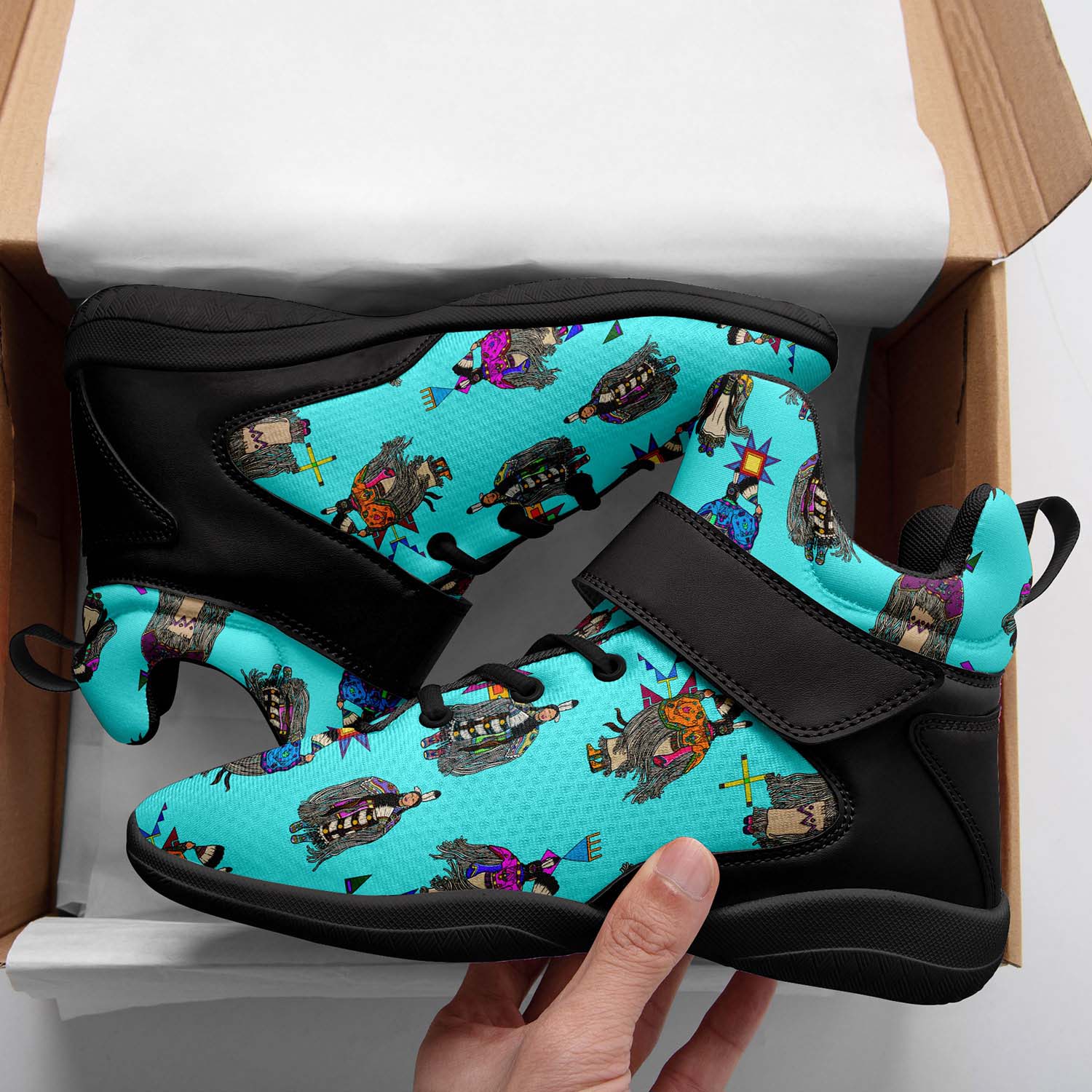 Women's Tradish Dancers Turquoise Ipottaa Basketball / Sport High Top Shoes - Black Sole