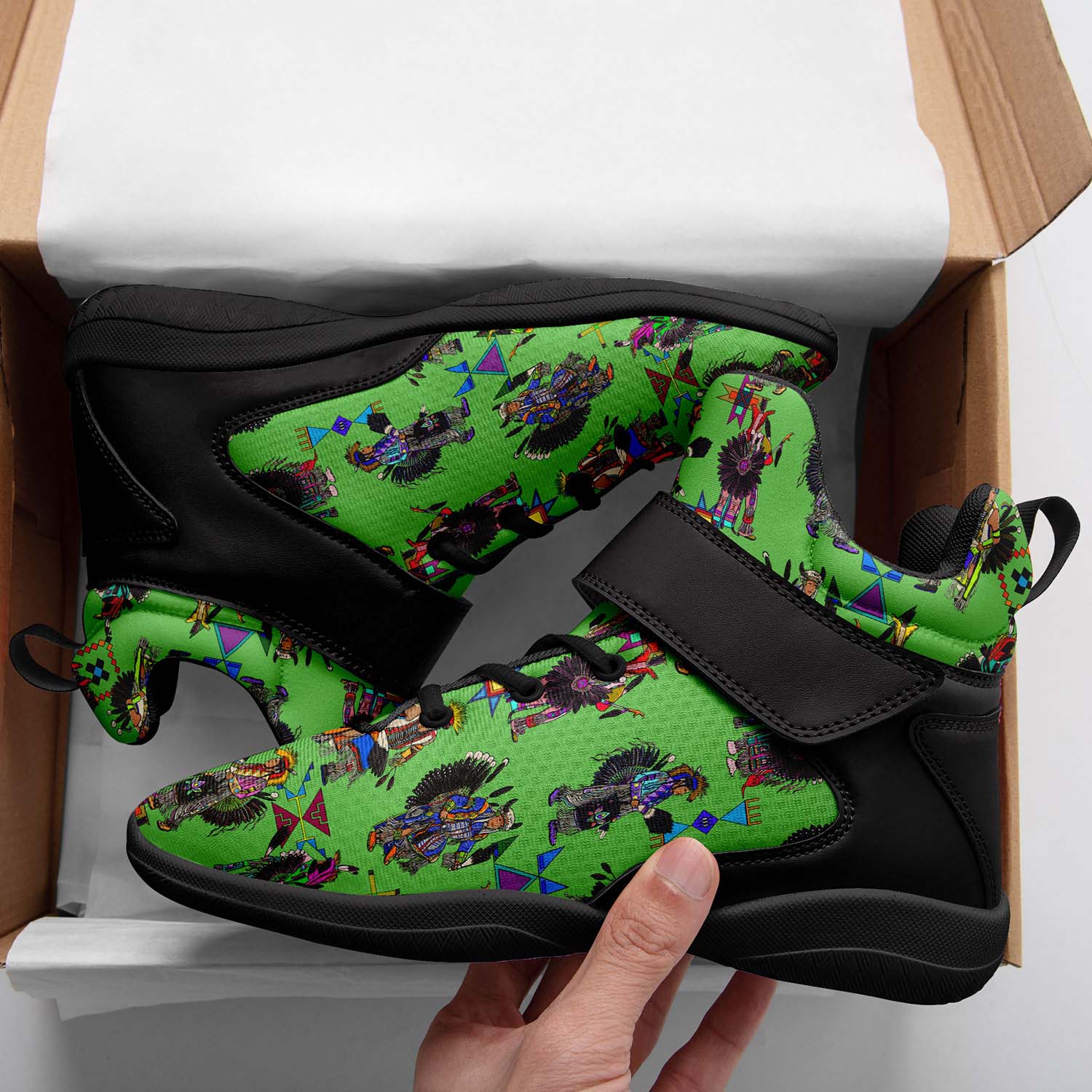 Men's Tradish Dancers Green Ipottaa Basketball / Sport High Top Shoes - Black Sole
