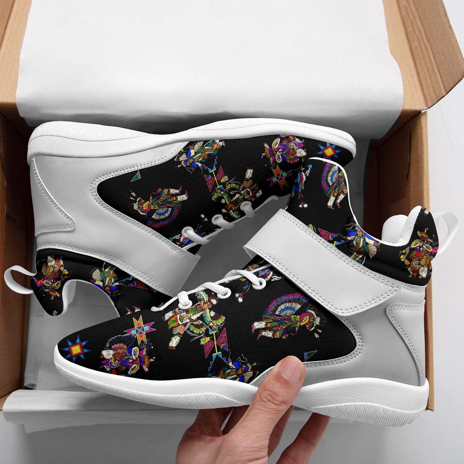 Men's Fancy Dancer Black Ipottaa Basketball / Sport High Top Shoes - White Sole
