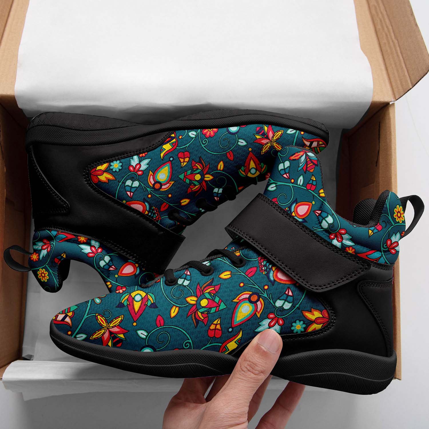 Thorny Path Teal Ipottaa Basketball / Sport High Top Shoes - Black Sole