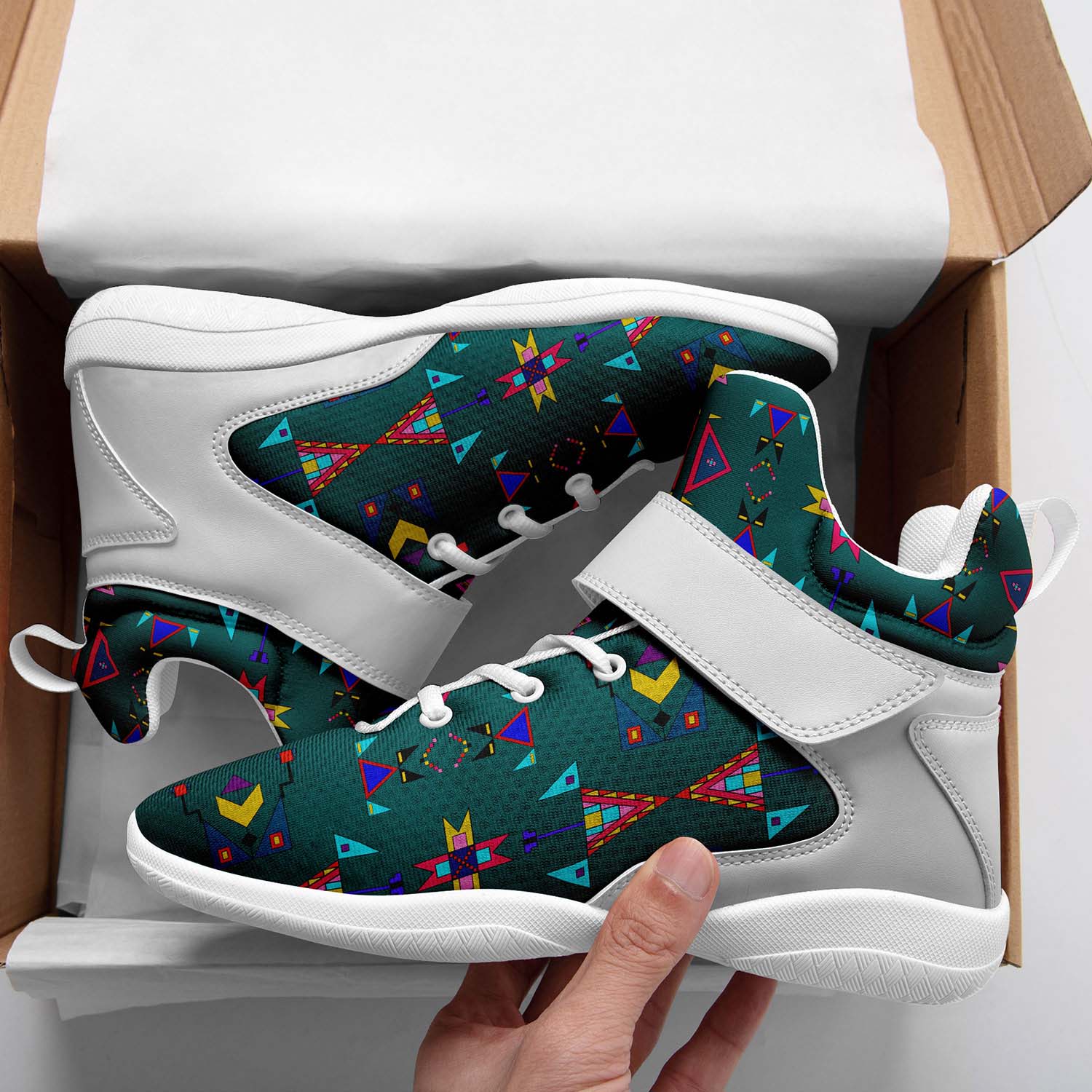 Enemy Territory Teal Ipottaa Basketball / Sport High Top Shoes - White Sole