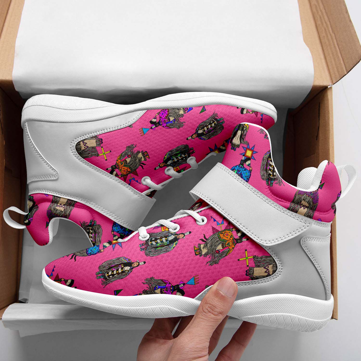 Women's Tradish Dancers Pink Ipottaa Basketball / Sport High Top Shoes - White Sole