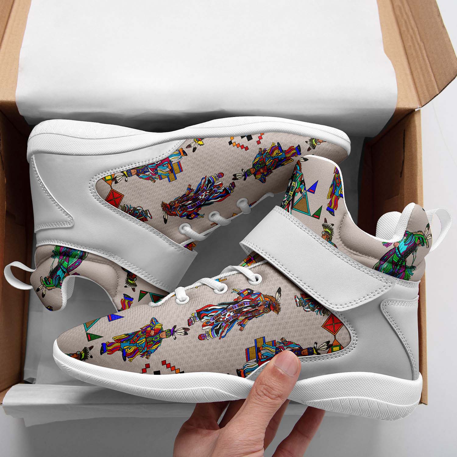 Men's Grass Dancers Muslin Ipottaa Basketball / Sport High Top Shoes - White Sole