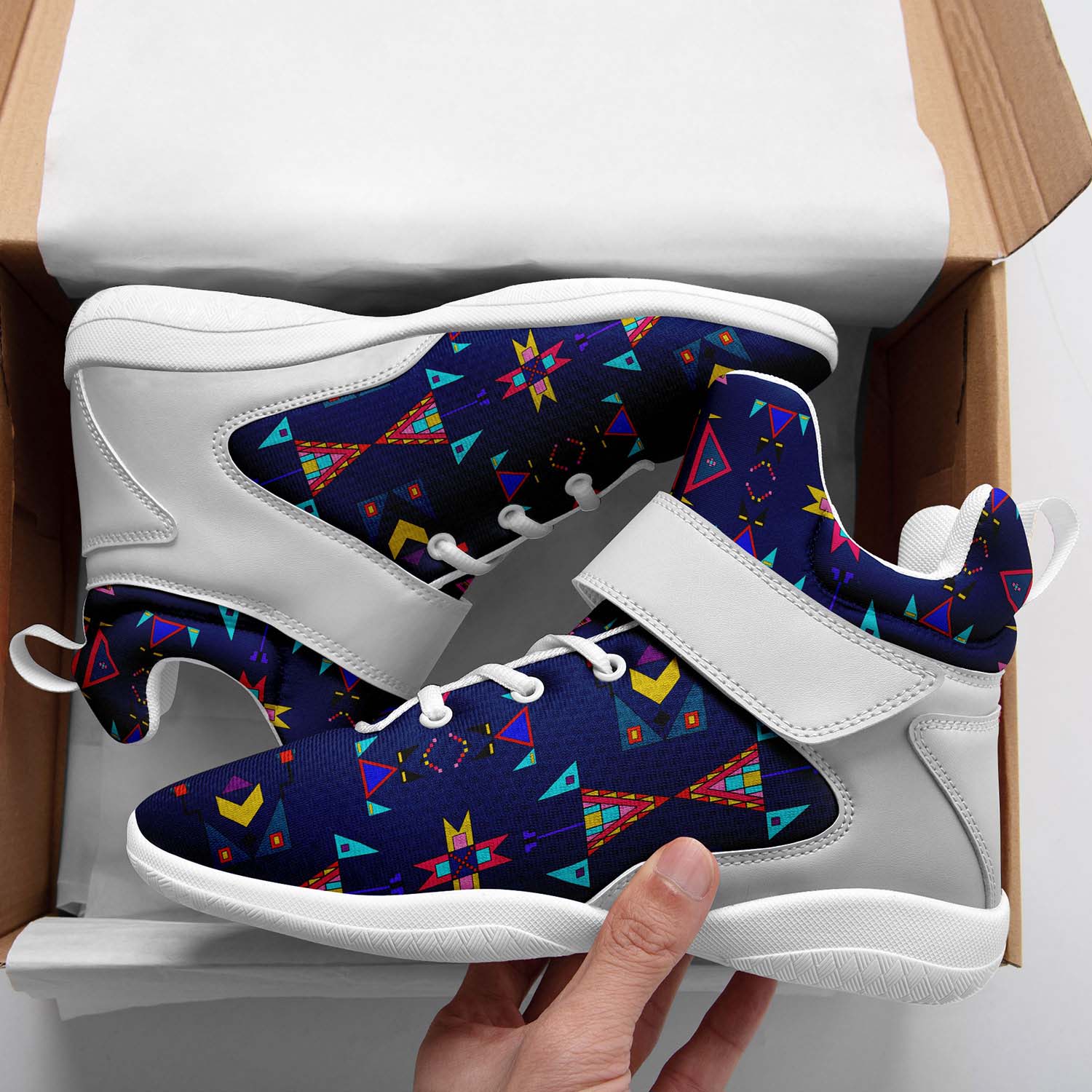 Enemy Territory Dark Navy Ipottaa Basketball / Sport High Top Shoes - White Sole