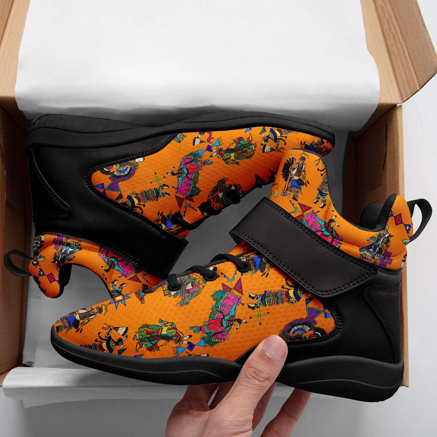 Grand Entry Dancers Orange Ipottaa Basketball / Sport High Top Shoes - Black Sole