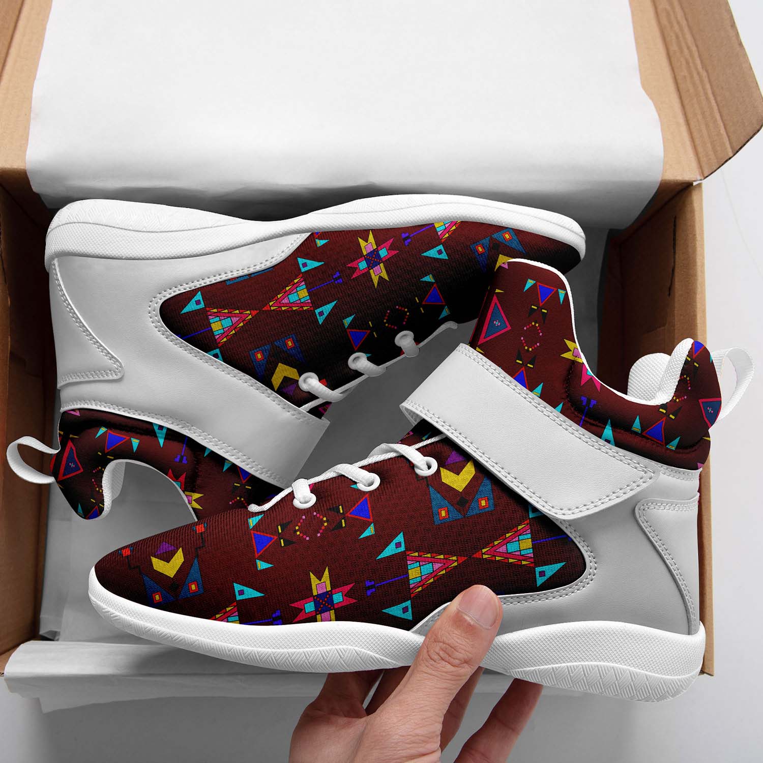 Enemy Territory Maroon Ipottaa Basketball / Sport High Top Shoes - White Sole