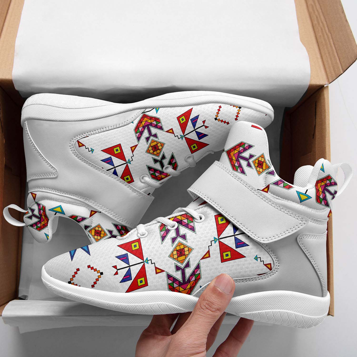 Scattered Generations White Ipottaa Basketball / Sport High Top Shoes - White Sole