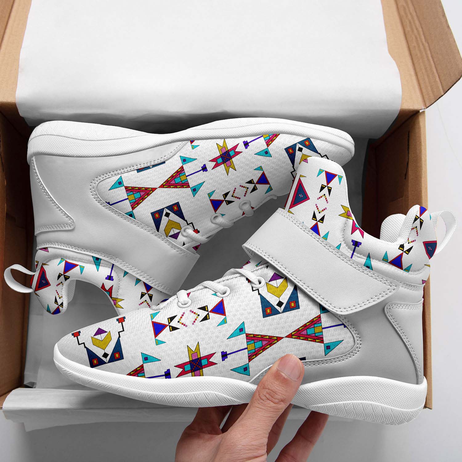 Enemy Territory White Ipottaa Basketball / Sport High Top Shoes - White Sole