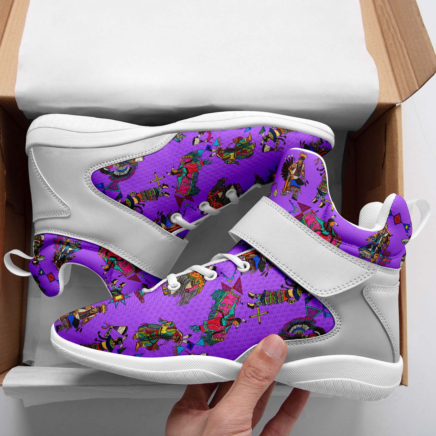 Grand Entry Dancers Purple Ipottaa Basketball / Sport High Top Shoes - White Sole