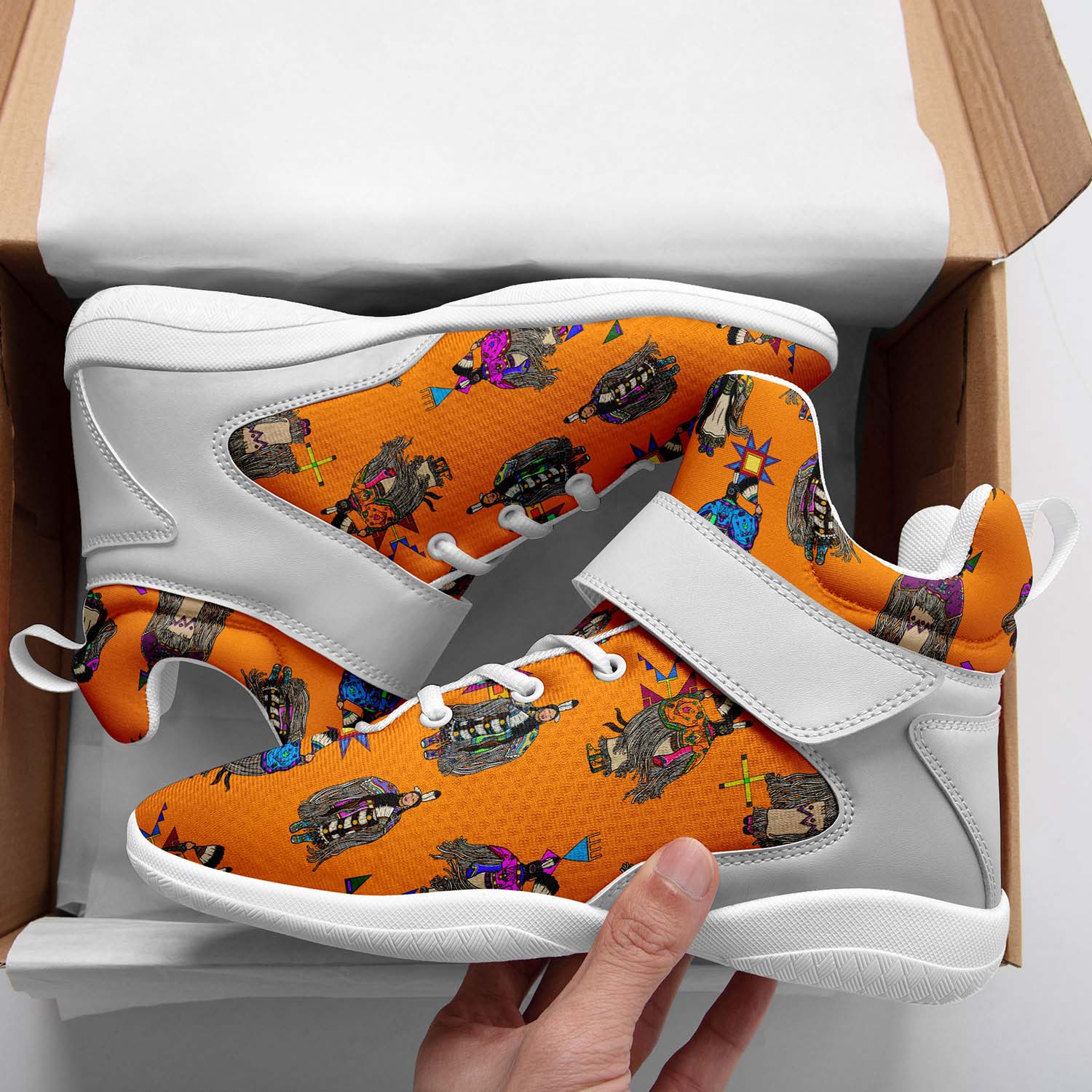 Women's Tradish Dancers Orange Ipottaa Basketball / Sport High Top Shoes - White Sole