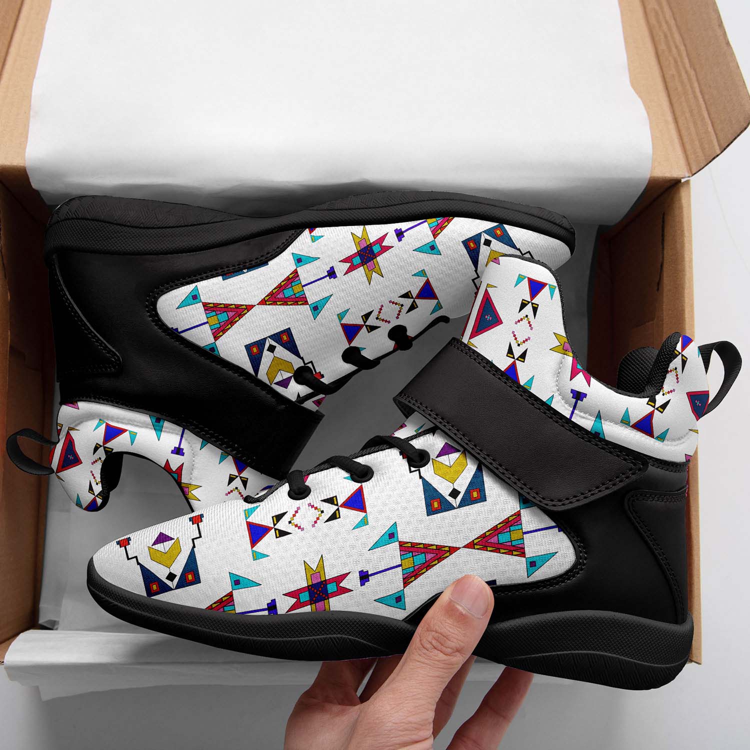 Enemy Territory White Ipottaa Basketball / Sport High Top Shoes - Black Sole