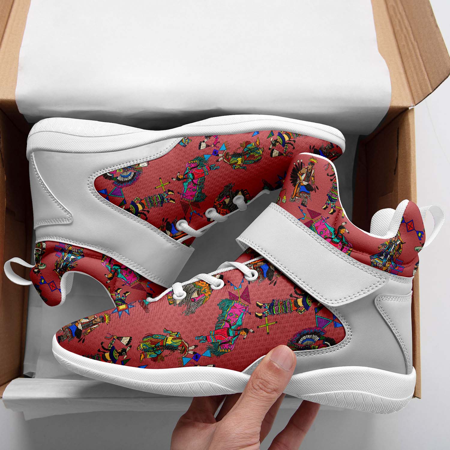 Grand Entry Dancers Terra Cotta Ipottaa Basketball / Sport High Top Shoes - White Sole