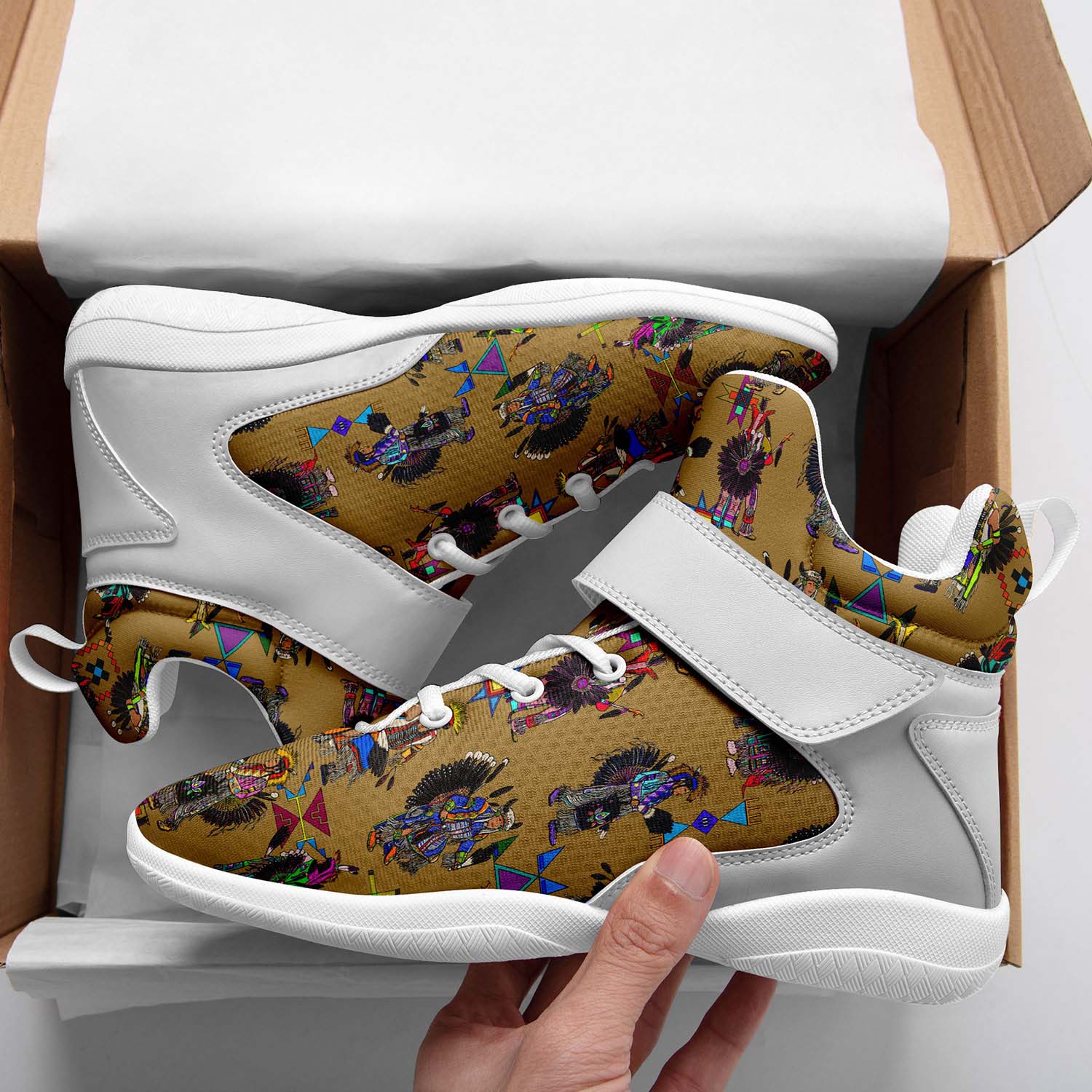 Men's Tradish Dancers Earth Ipottaa Basketball / Sport High Top Shoes - White Sole