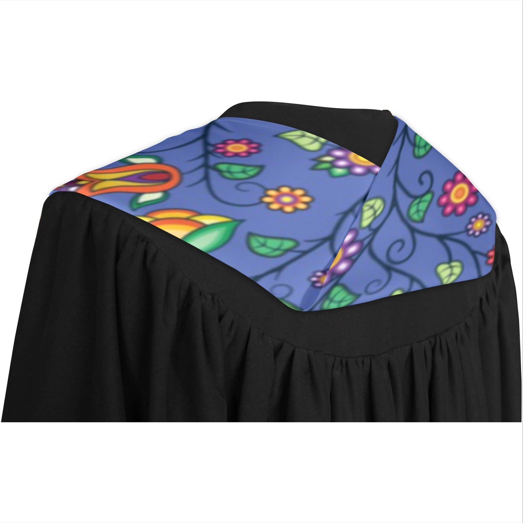Heartbeat Petals Blue Graduation Stole