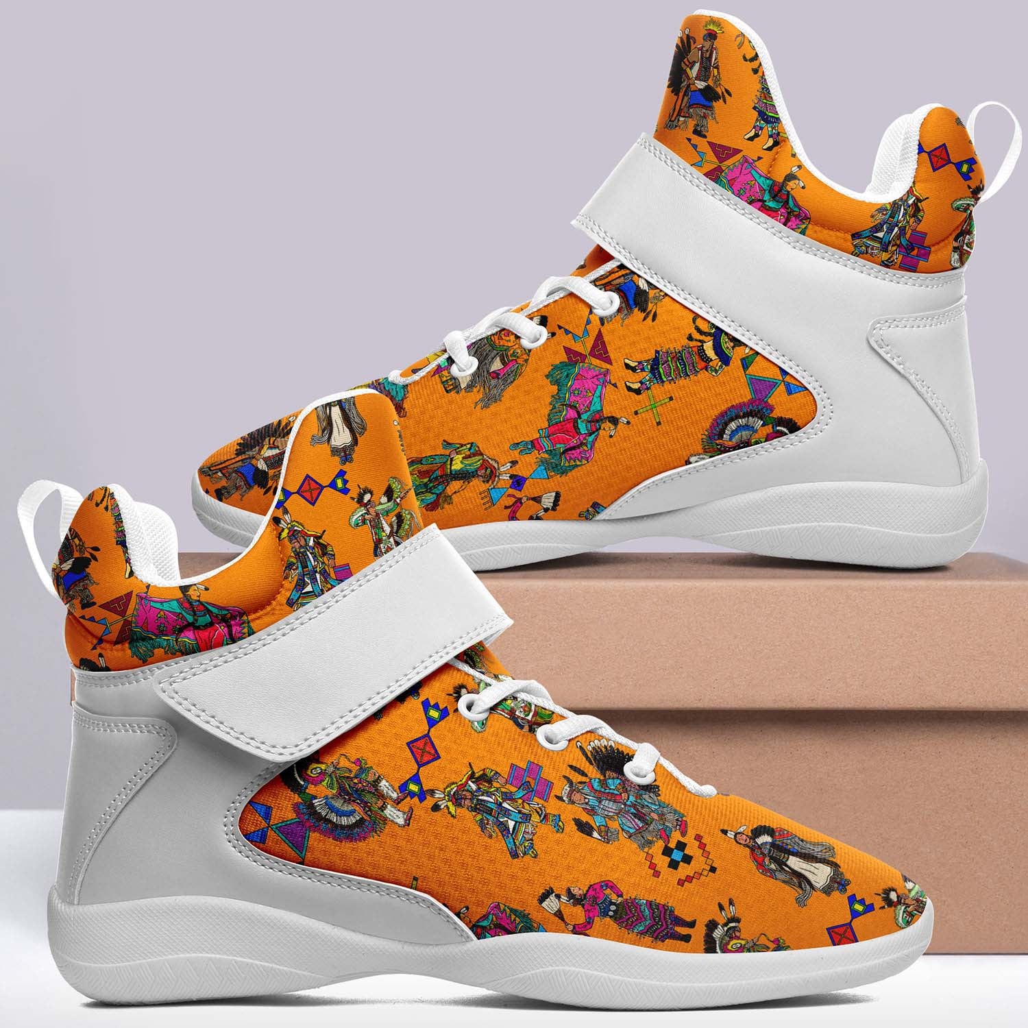 Grand Entry Dancers Orange Ipottaa Basketball / Sport High Top Shoes - White Sole