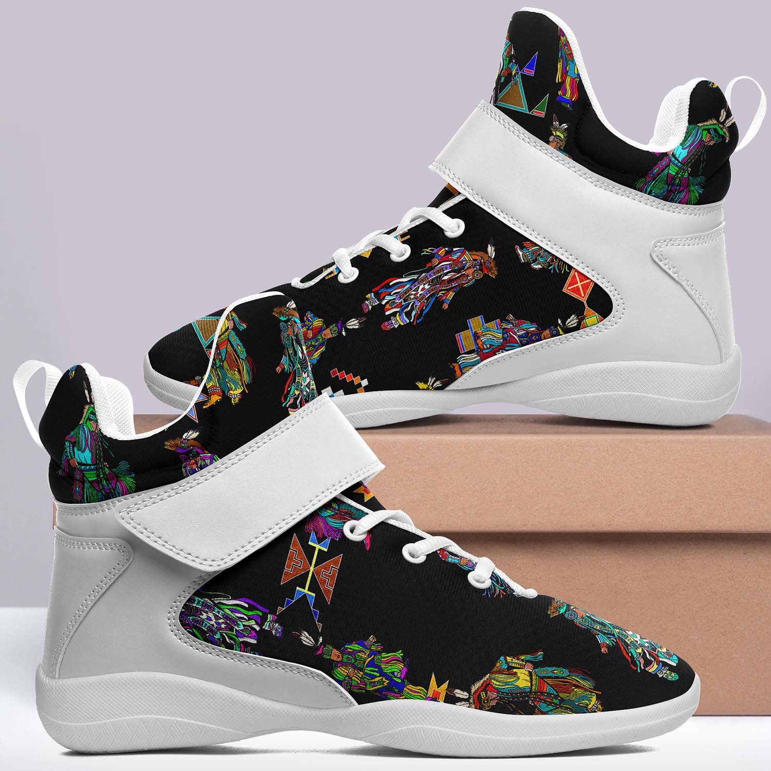 Men's Grass Dancers Black Ipottaa Basketball / Sport High Top Shoes - White Sole