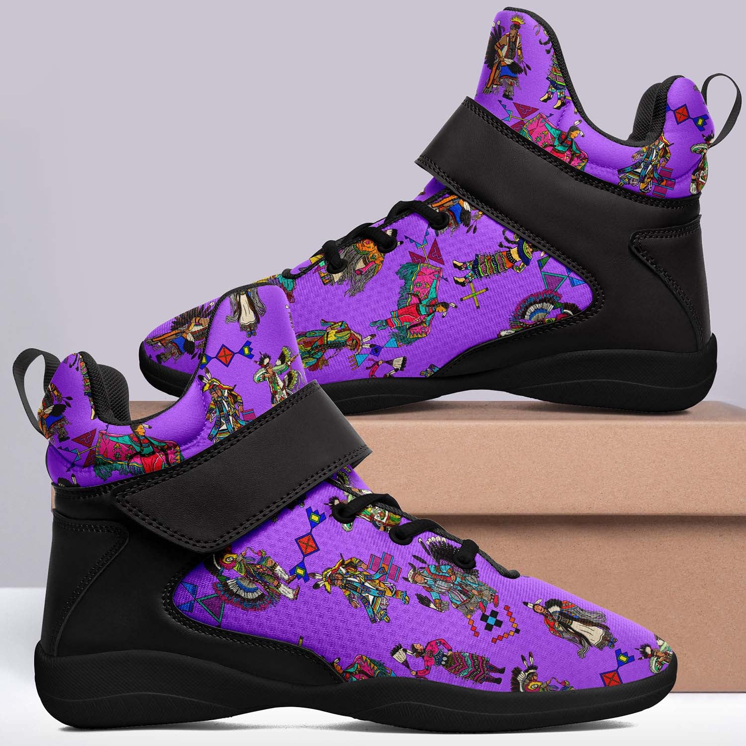 Grand Entry Dancers Purple Ipottaa Basketball / Sport High Top Shoes - Black Sole