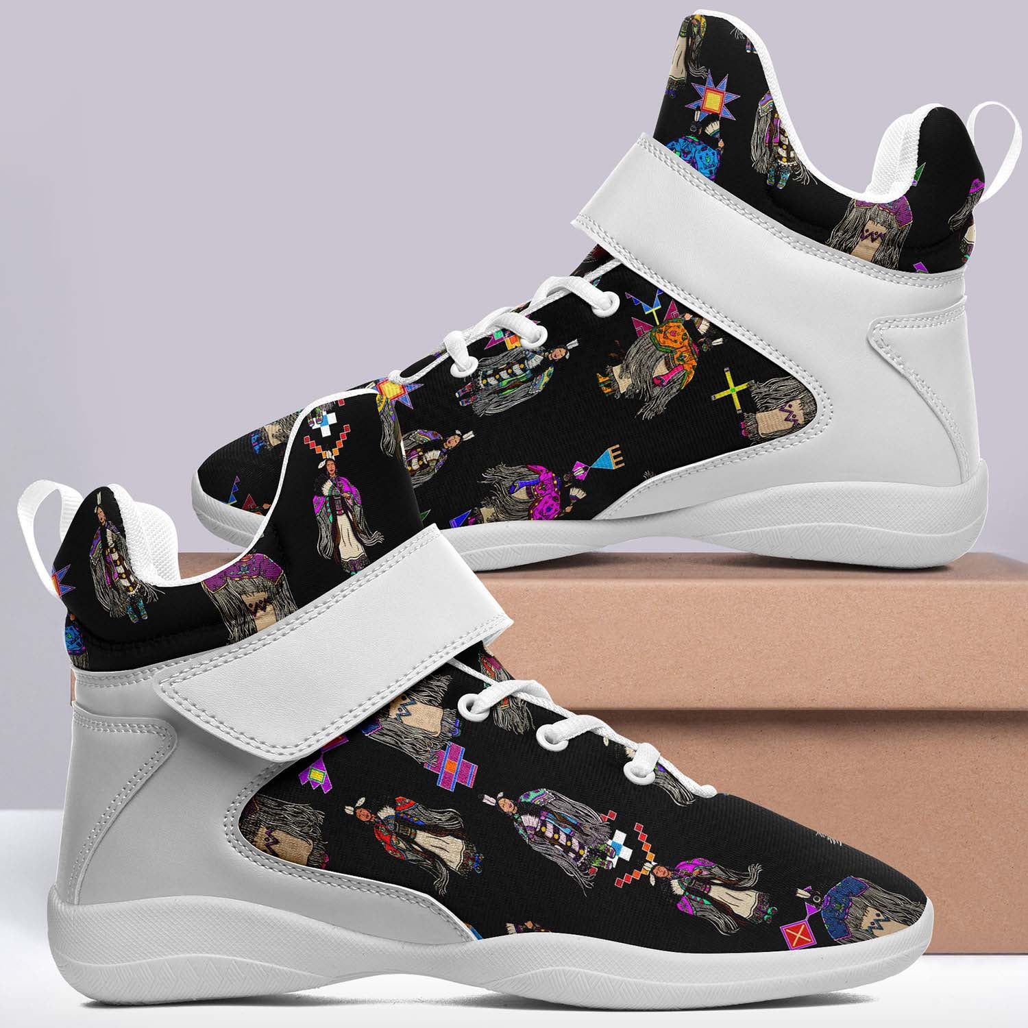 Women's Tradish Dancers Black Ipottaa Basketball / Sport High Top Shoes - White Sole