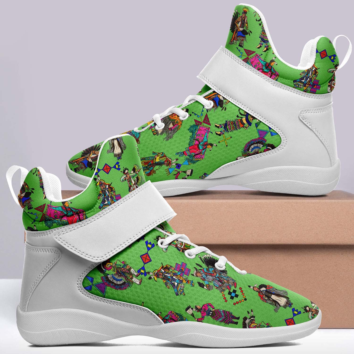 Grand Entry Dancers Grass Ipottaa Basketball / Sport High Top Shoes - White Sole