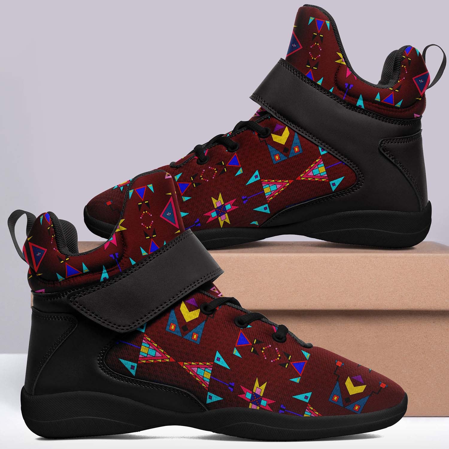 Enemy Territory Maroon Ipottaa Basketball / Sport High Top Shoes - Black Sole