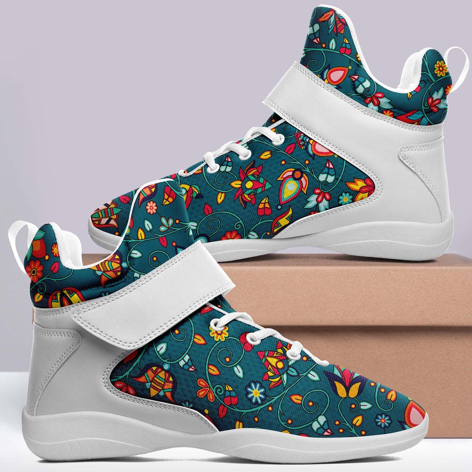 Thorny Path Teal Ipottaa Basketball / Sport High Top Shoes - White Sole