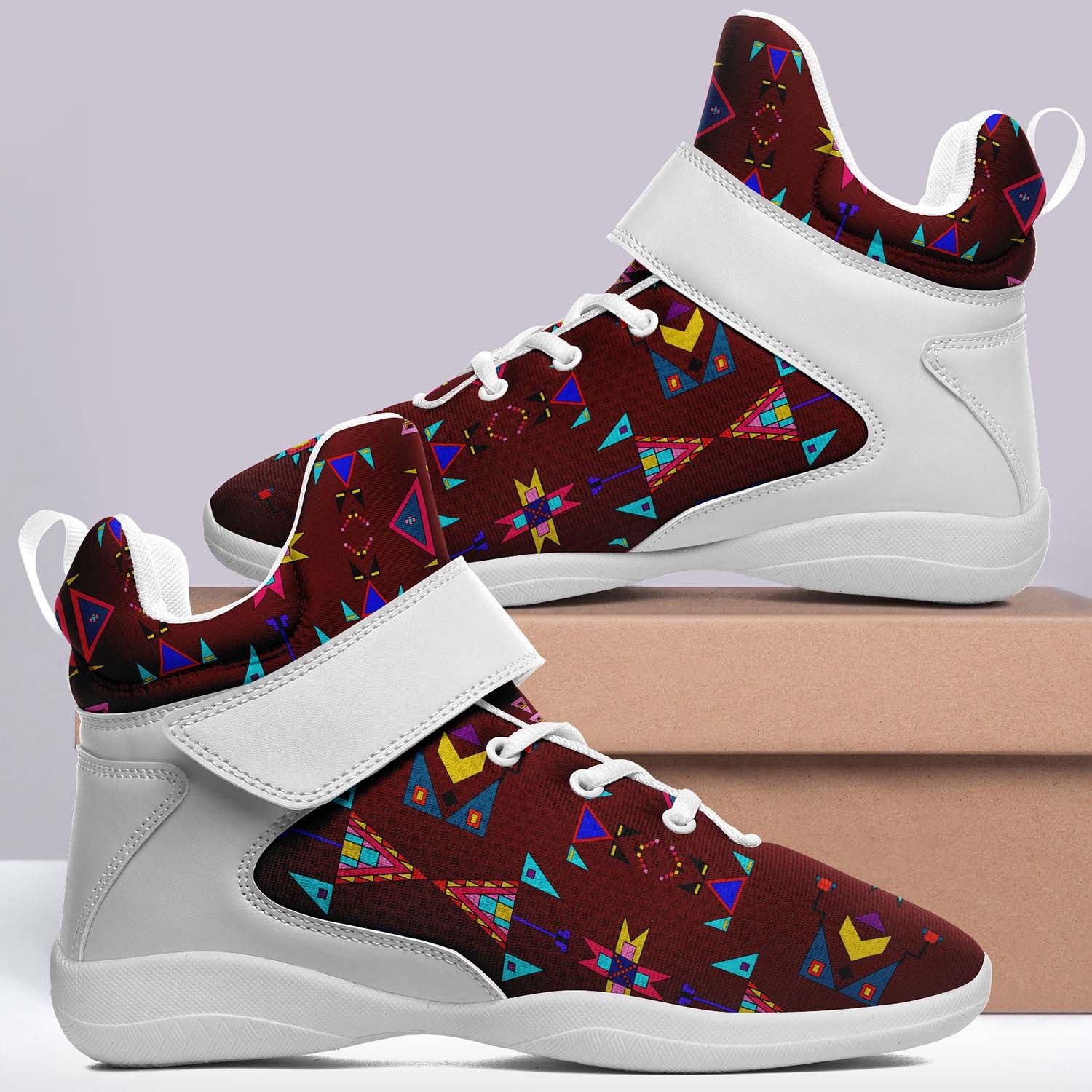 Enemy Territory Maroon Ipottaa Basketball / Sport High Top Shoes - White Sole