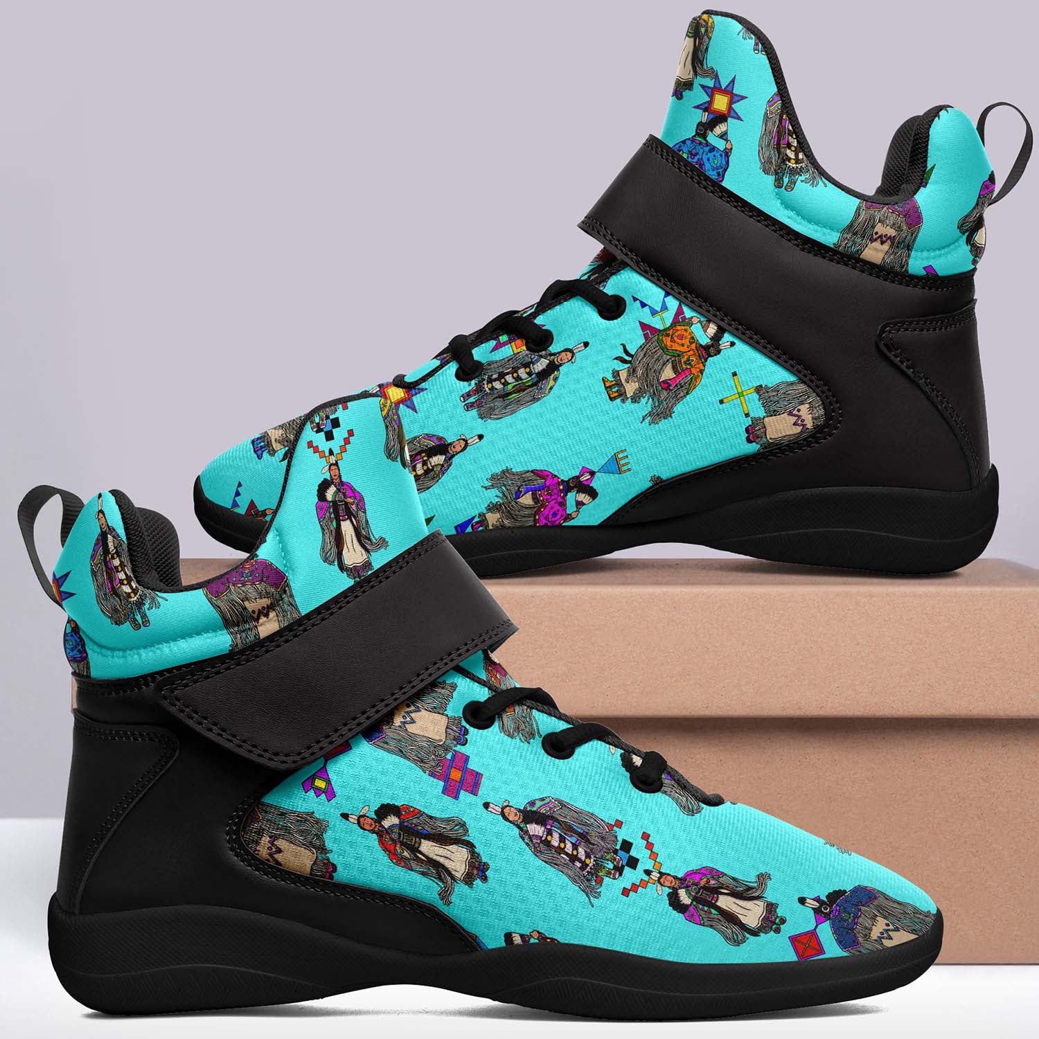 Women's Tradish Dancers Turquoise Ipottaa Basketball / Sport High Top Shoes - Black Sole