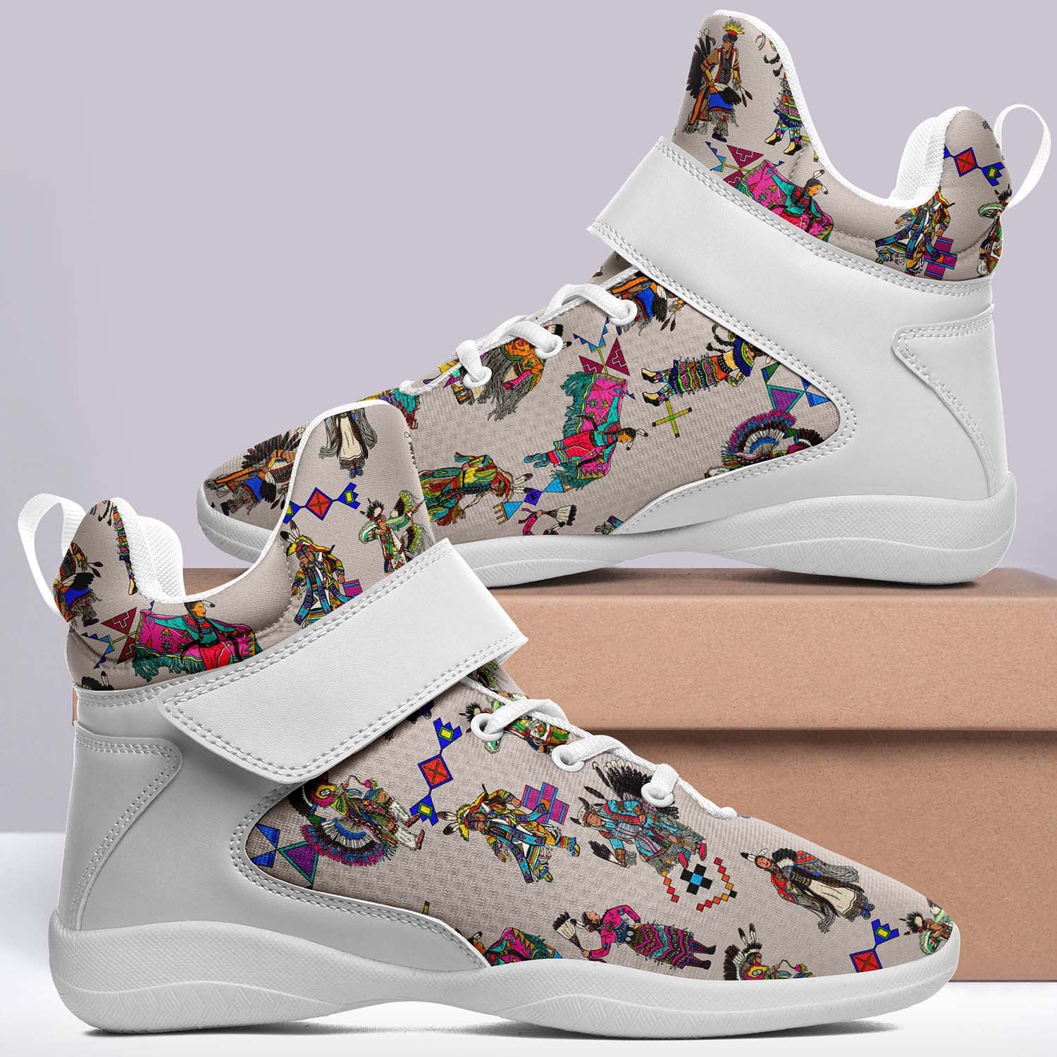 Grand Entry Dancers Muslin Ipottaa Basketball / Sport High Top Shoes - White Sole