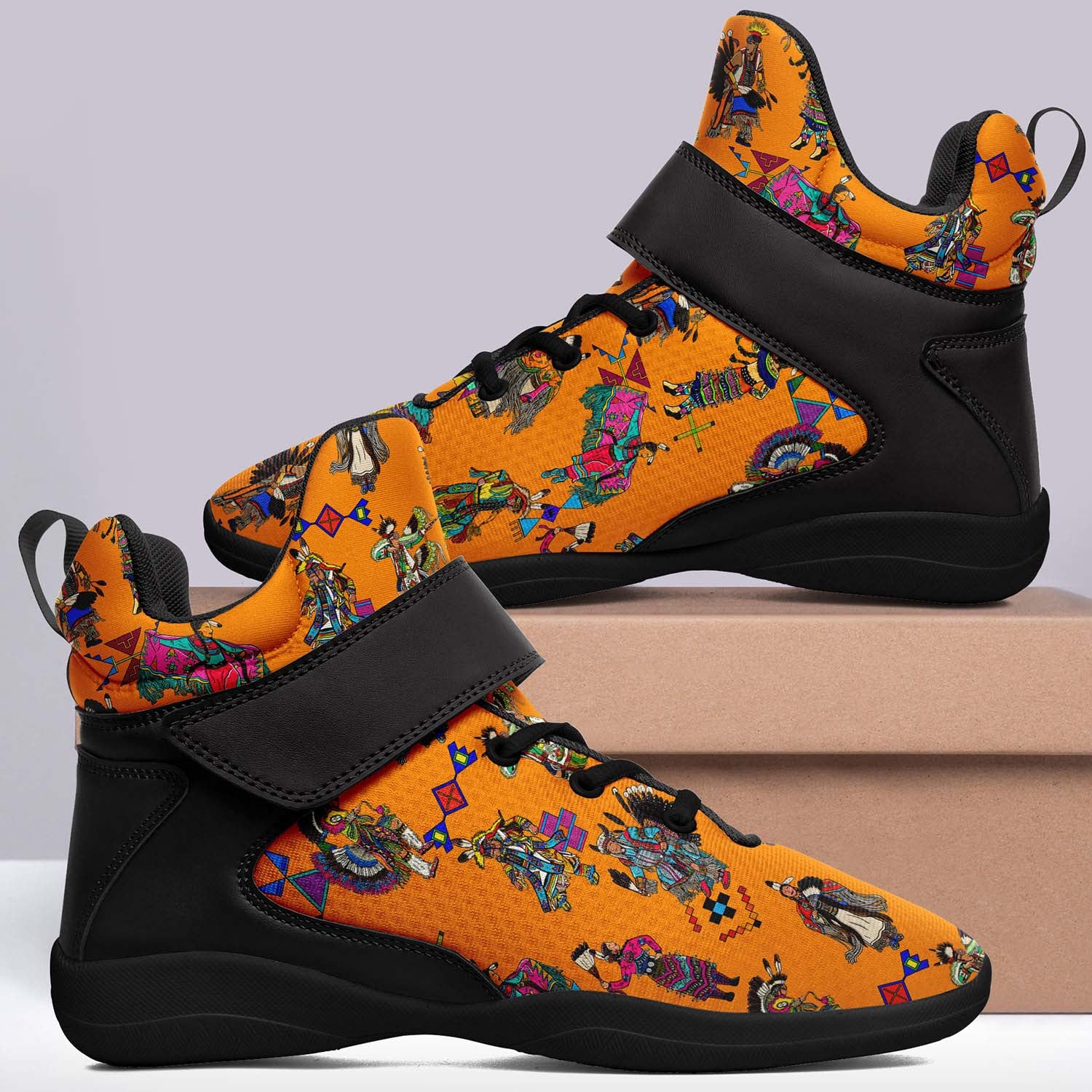 Grand Entry Dancers Orange Ipottaa Basketball / Sport High Top Shoes - Black Sole