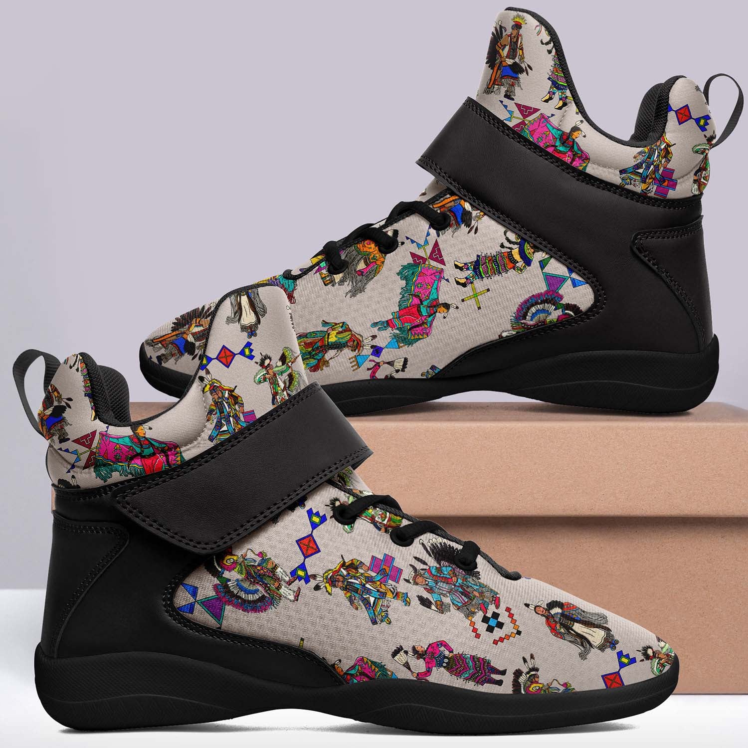 Grand Entry Dancers Muslin Ipottaa Basketball / Sport High Top Shoes - Black Sole