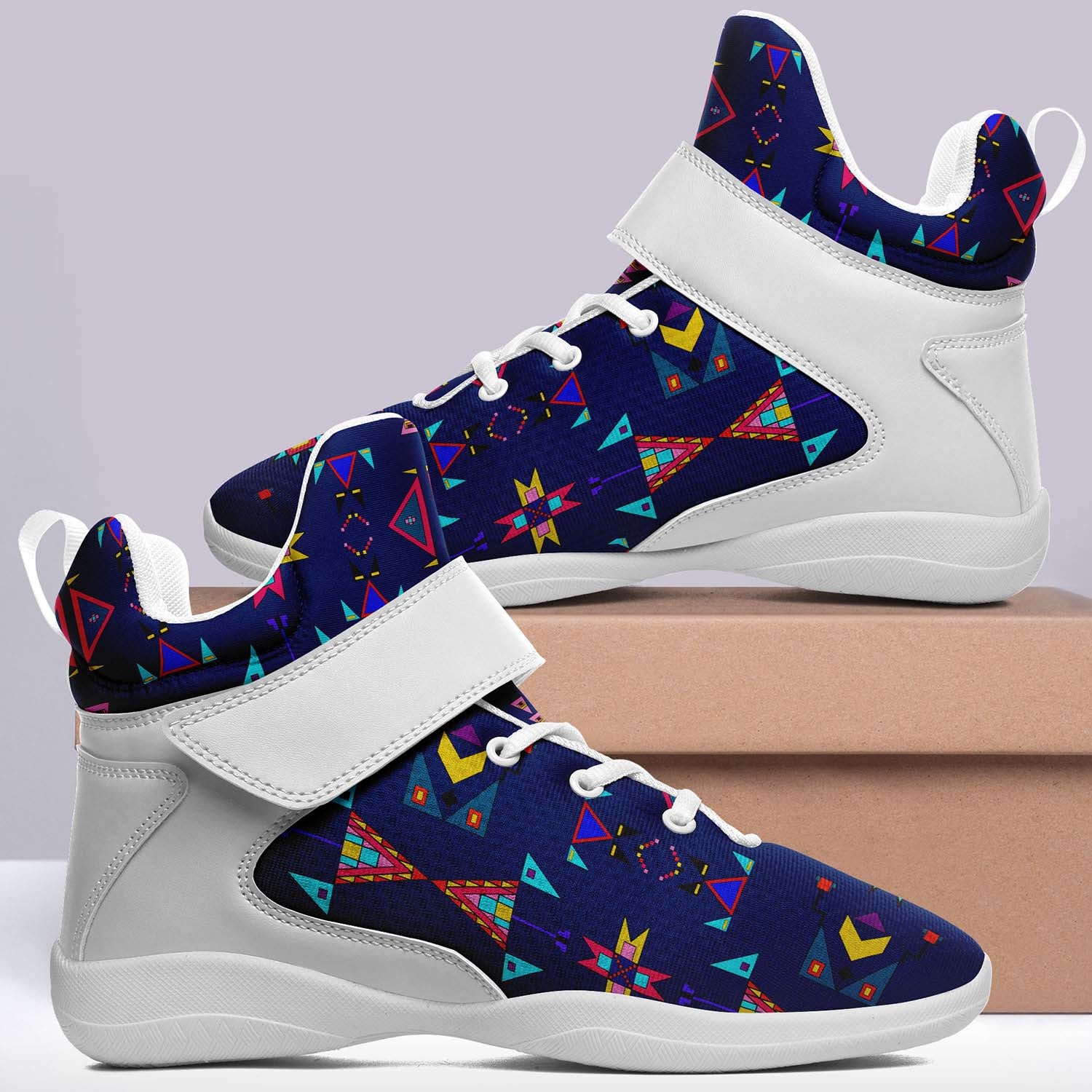 Enemy Territory Dark Navy Ipottaa Basketball / Sport High Top Shoes - White Sole