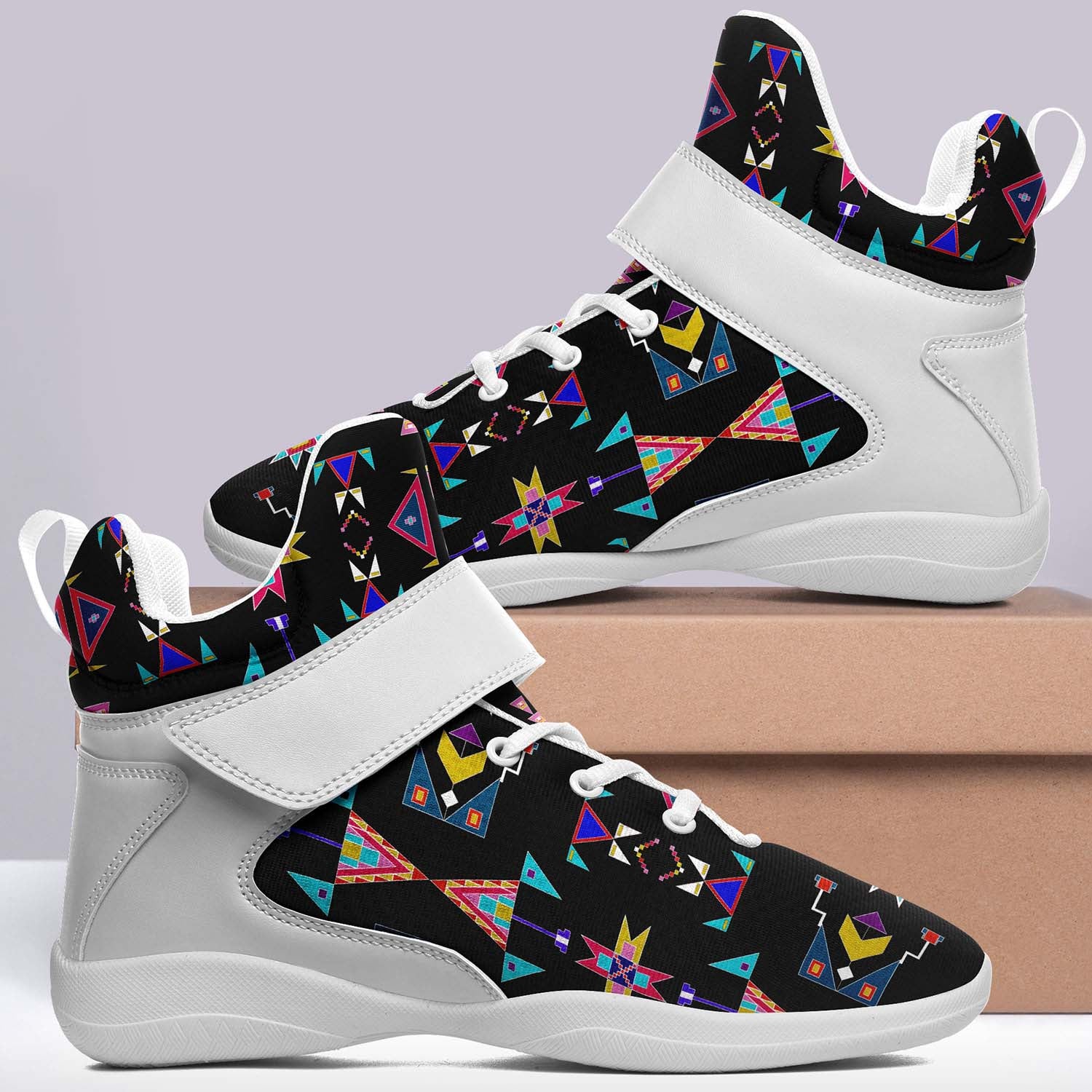 Enemy Territory Black Ipottaa Basketball / Sport High Top Shoes - White Sole