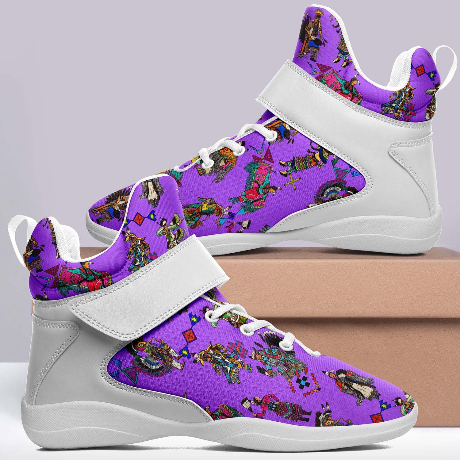Grand Entry Dancers Purple Ipottaa Basketball / Sport High Top Shoes - White Sole